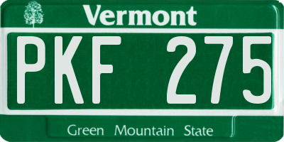 VT license plate PKF275