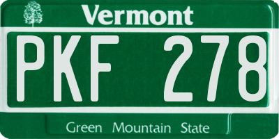 VT license plate PKF278