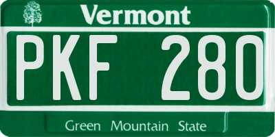 VT license plate PKF280