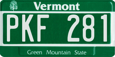 VT license plate PKF281