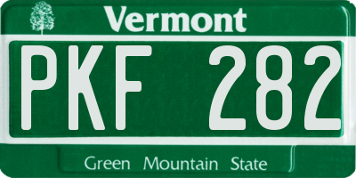 VT license plate PKF282