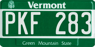 VT license plate PKF283
