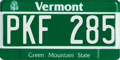 VT license plate PKF285