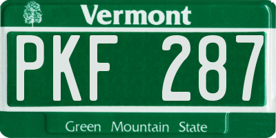 VT license plate PKF287