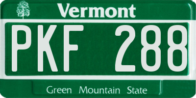 VT license plate PKF288