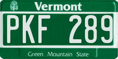 VT license plate PKF289