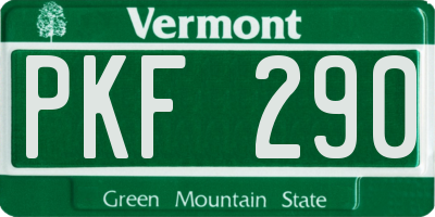 VT license plate PKF290