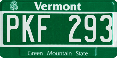 VT license plate PKF293