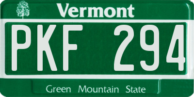 VT license plate PKF294