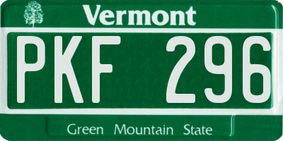 VT license plate PKF296