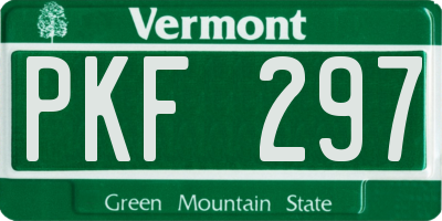 VT license plate PKF297