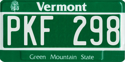 VT license plate PKF298
