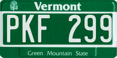 VT license plate PKF299