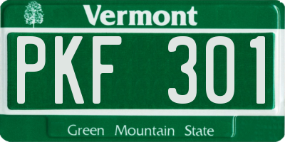 VT license plate PKF301