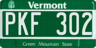 VT license plate PKF302