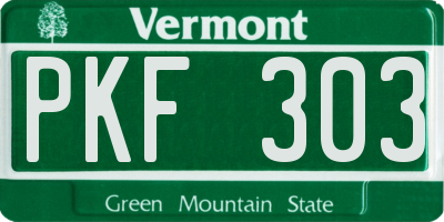 VT license plate PKF303