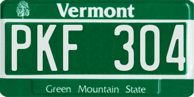 VT license plate PKF304