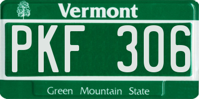 VT license plate PKF306
