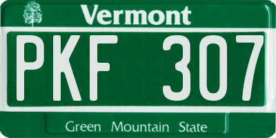 VT license plate PKF307