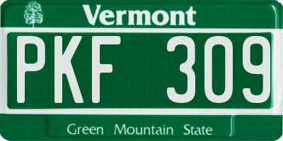 VT license plate PKF309
