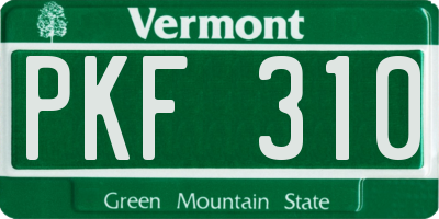 VT license plate PKF310