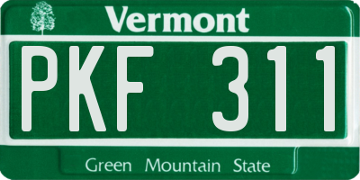 VT license plate PKF311