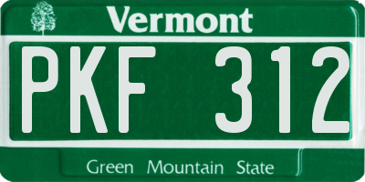 VT license plate PKF312