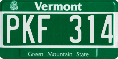 VT license plate PKF314