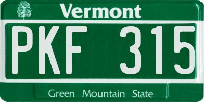 VT license plate PKF315