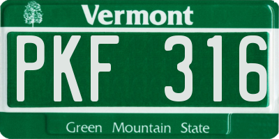 VT license plate PKF316