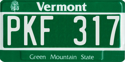 VT license plate PKF317