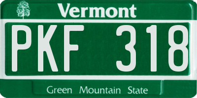 VT license plate PKF318