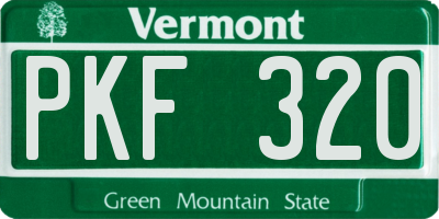 VT license plate PKF320