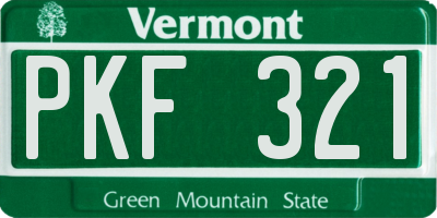 VT license plate PKF321