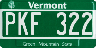 VT license plate PKF322