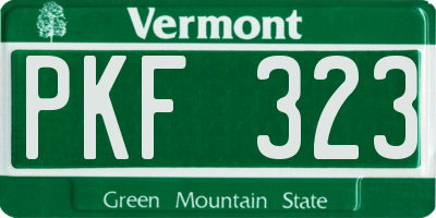 VT license plate PKF323