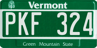 VT license plate PKF324