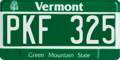 VT license plate PKF325