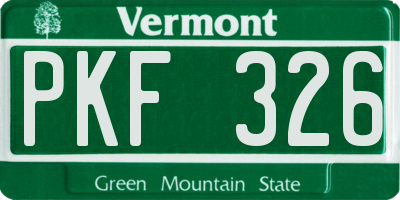 VT license plate PKF326