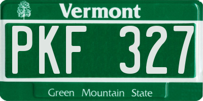 VT license plate PKF327