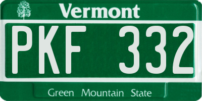VT license plate PKF332