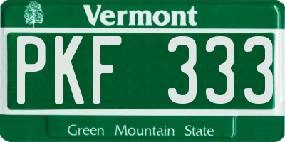VT license plate PKF333