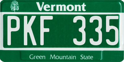 VT license plate PKF335