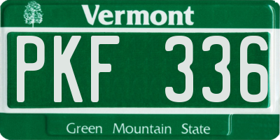 VT license plate PKF336
