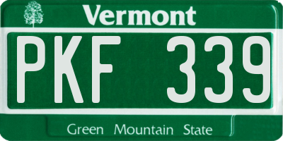 VT license plate PKF339