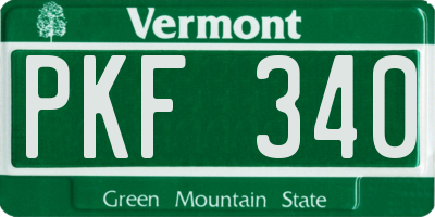 VT license plate PKF340