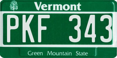 VT license plate PKF343