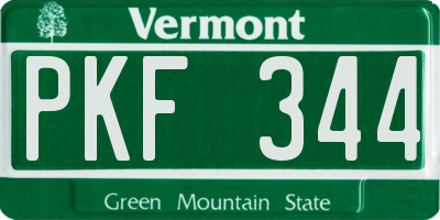 VT license plate PKF344