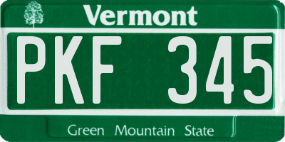 VT license plate PKF345