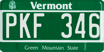 VT license plate PKF346